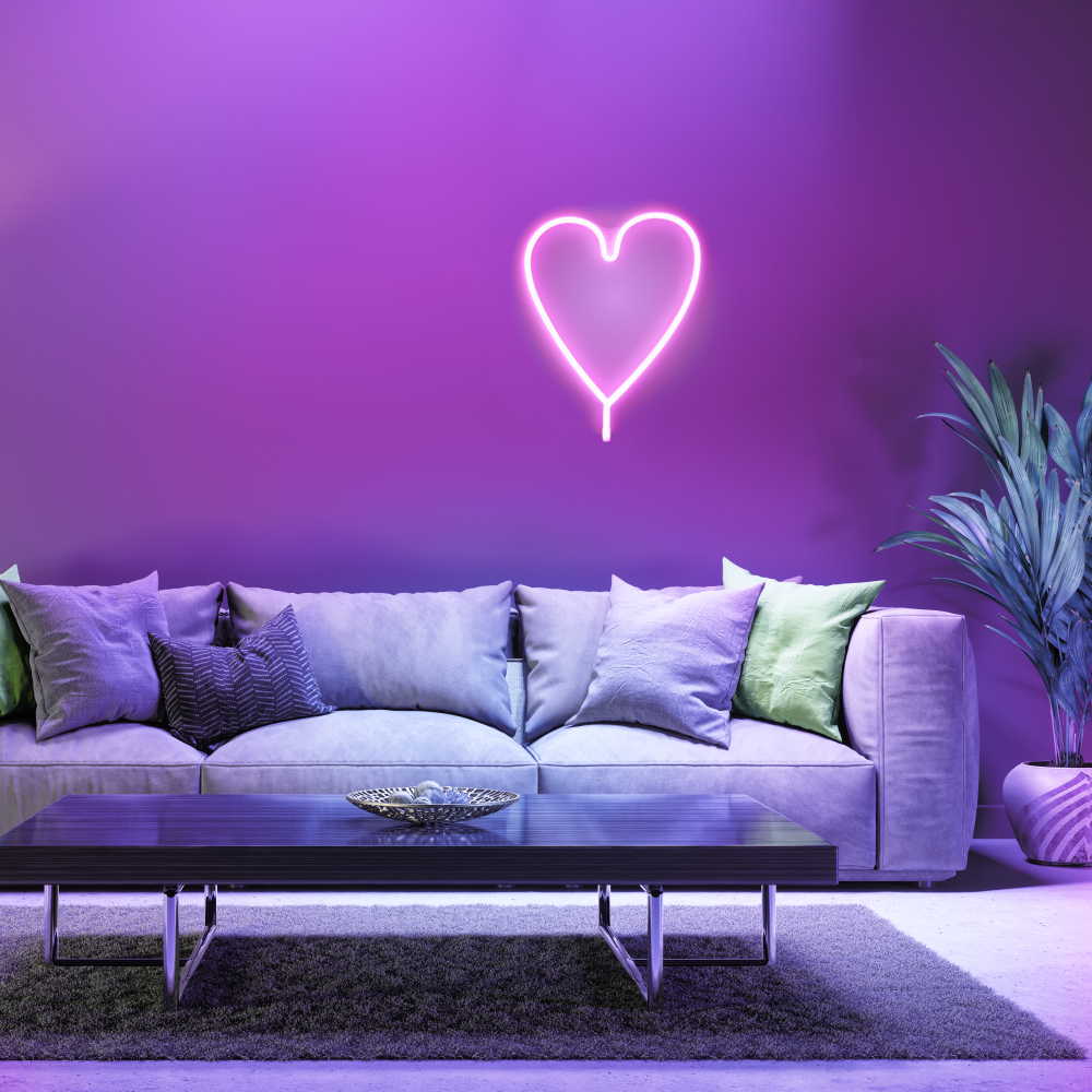 Neon-LED-Bild Neon-Herz pink