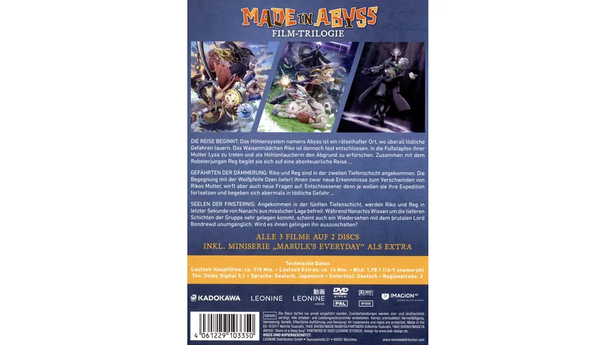 Made in Abyss - Die Film-Trilogie - Standard Edition  [2 DVDs]