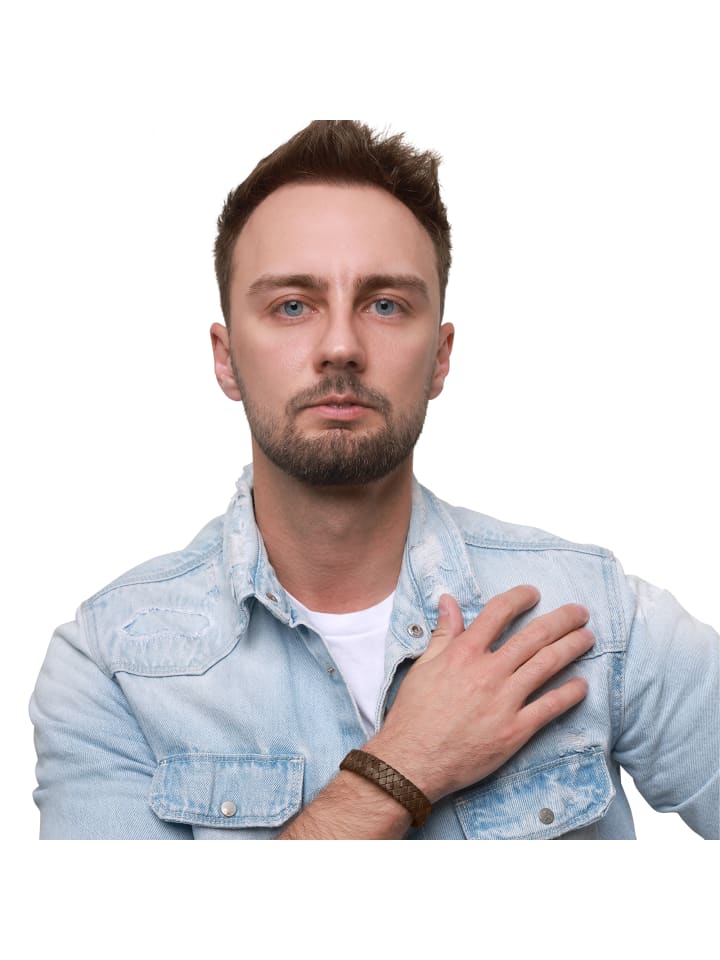 Steel_Art Herrenarmband Lederarmband Keno in braun günstig kaufen
