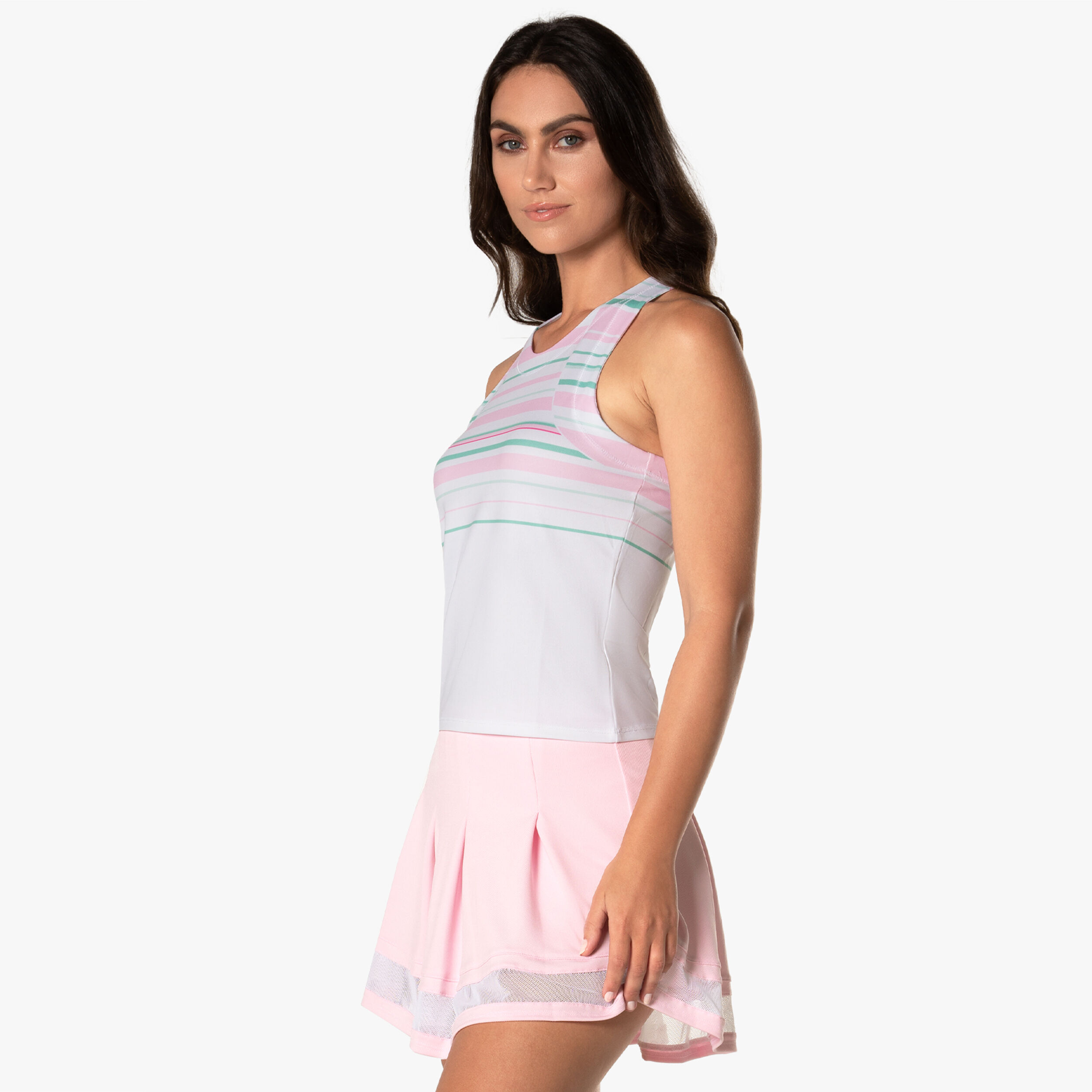 Deco Stripe Crop Tank-Top Damen - Weiß, Mehrfarbig