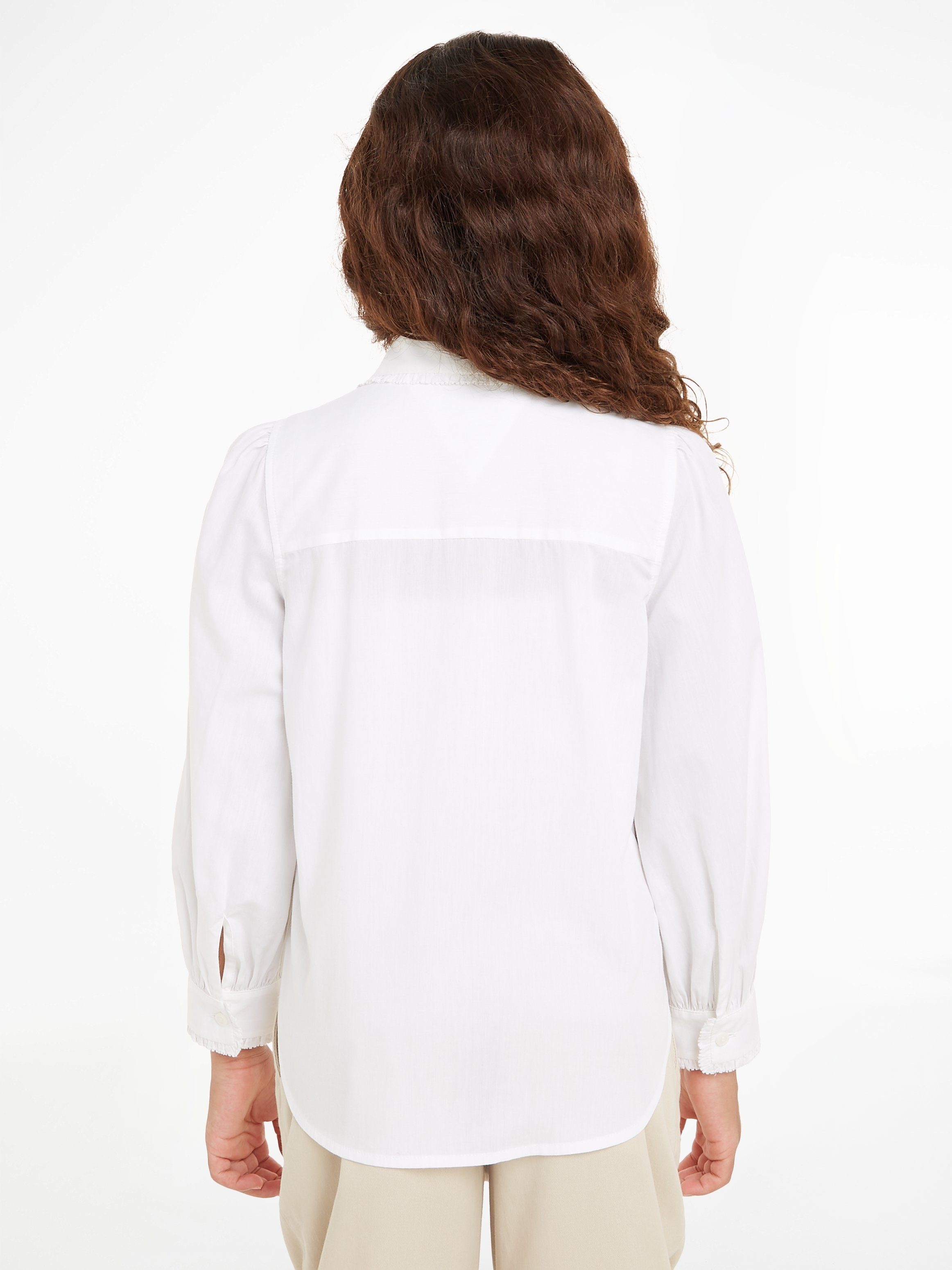 Tommy Hilfiger Klassische Bluse RUFFLE COLLAR SHIRT mit Puffärmeln und Ruffle Kragen