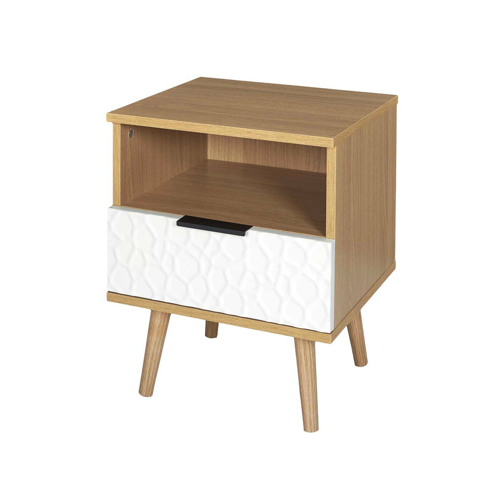 Table de chevet bois et blanc