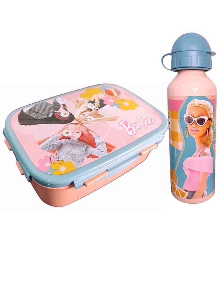 Barbie 2er Set: Brotdose   Alu-Trinkflasche Barbie in Bunt günstig kaufen 5,5