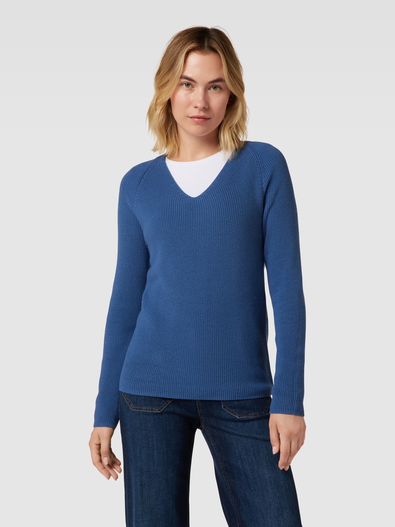 Strickpullover mit V-Ausschnitt in jeans