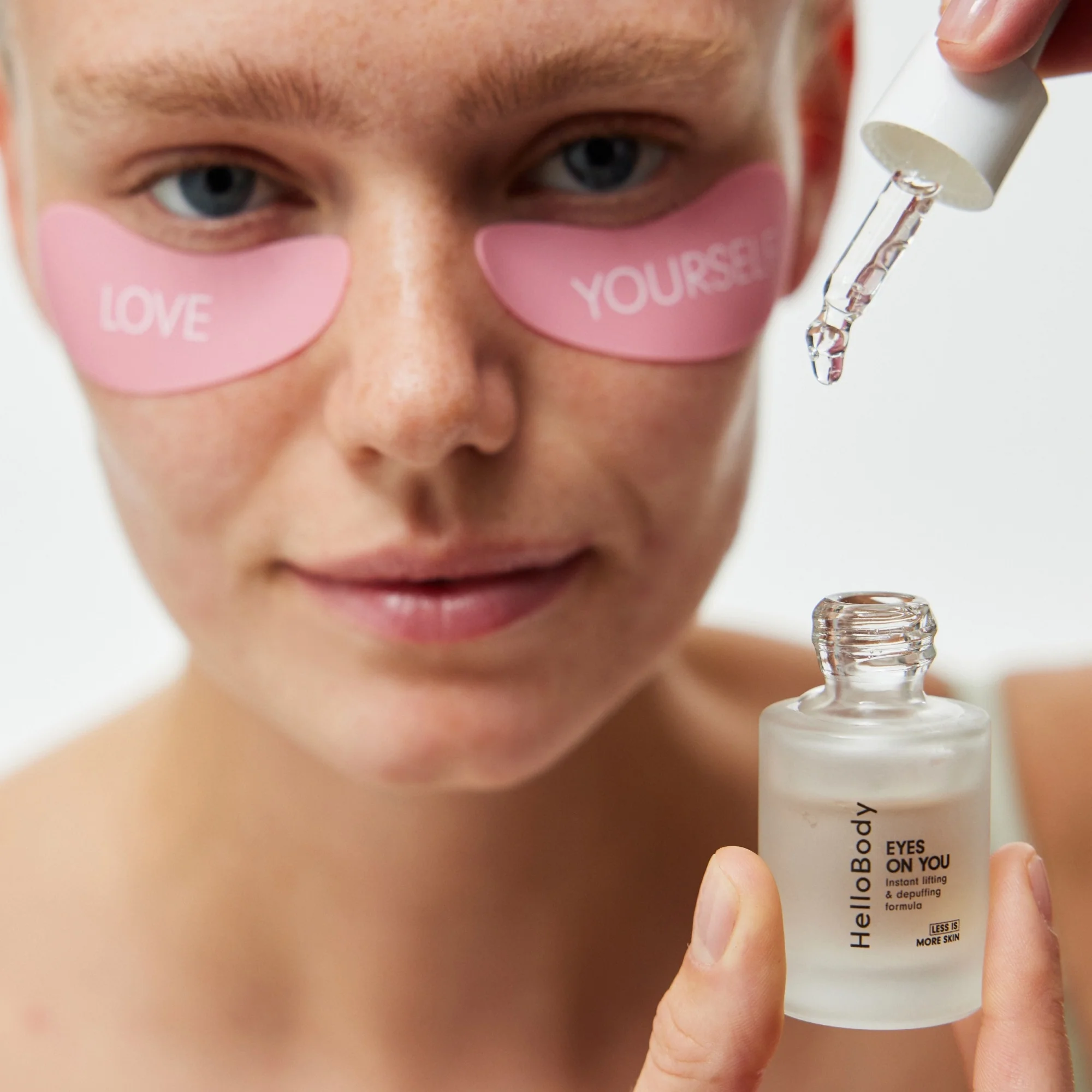 Booster Love Yourself Duo Set - Oogcontourcrème tegen rimpels, Oogcontourmasker, Behandeling tegen wallen en donkere kringen, Anti-rimpelset, Oog- en lippenset