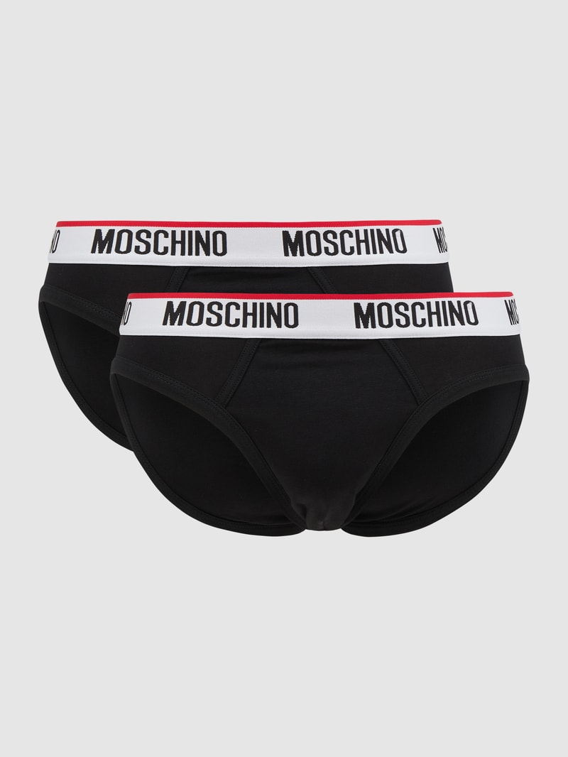 Slip mit Stretch-Anteil im 2er-Pack in schwarz
