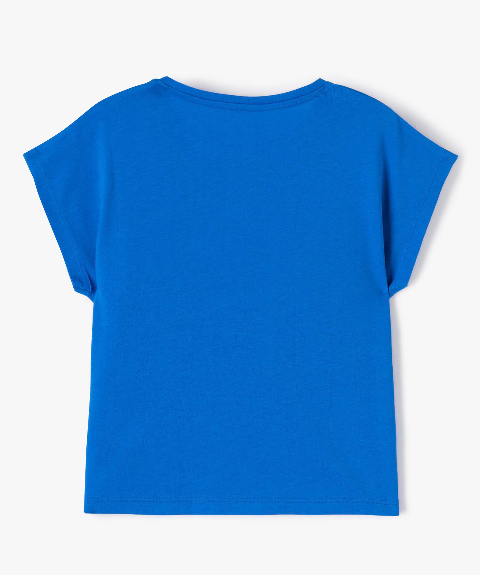 Tee-shirt fille ample à manches courtes avec motif pailleté bleu | GEMO