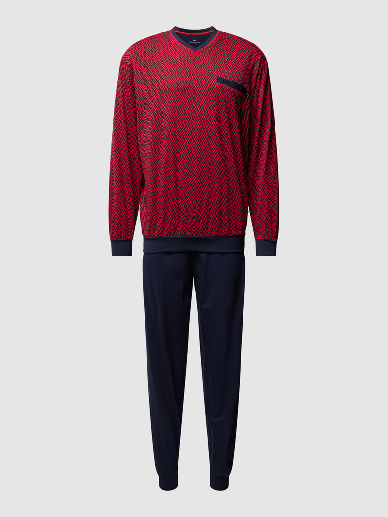 Pyjama mit Brusttasche Modell 'PURE COTTON' in rot