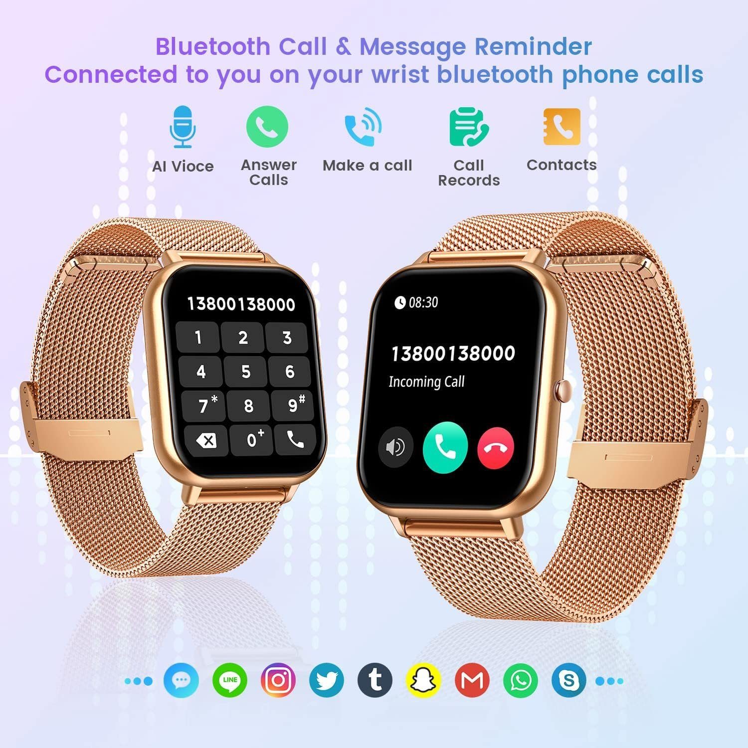Mutoy Smartwatch, Damen Herren Smartwatch, Fitness Tracker Uhr Smartwatch (Fitnessuhr mit Telefonfunktion 1,69