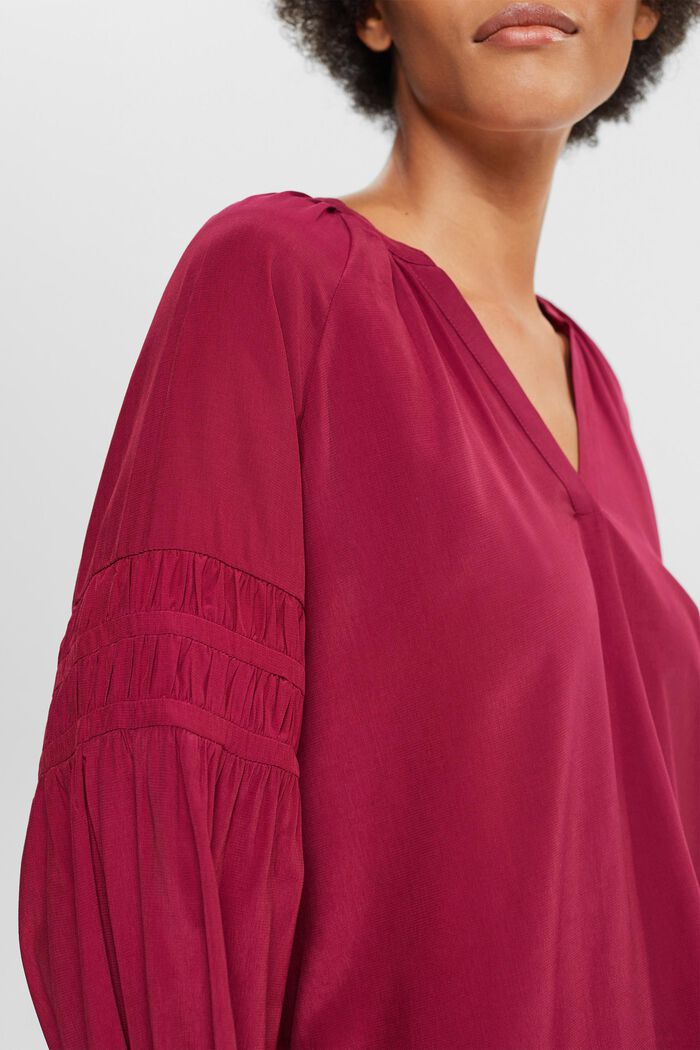 Bluse mit Smok-Details, LENZING™ ECOVERO™
