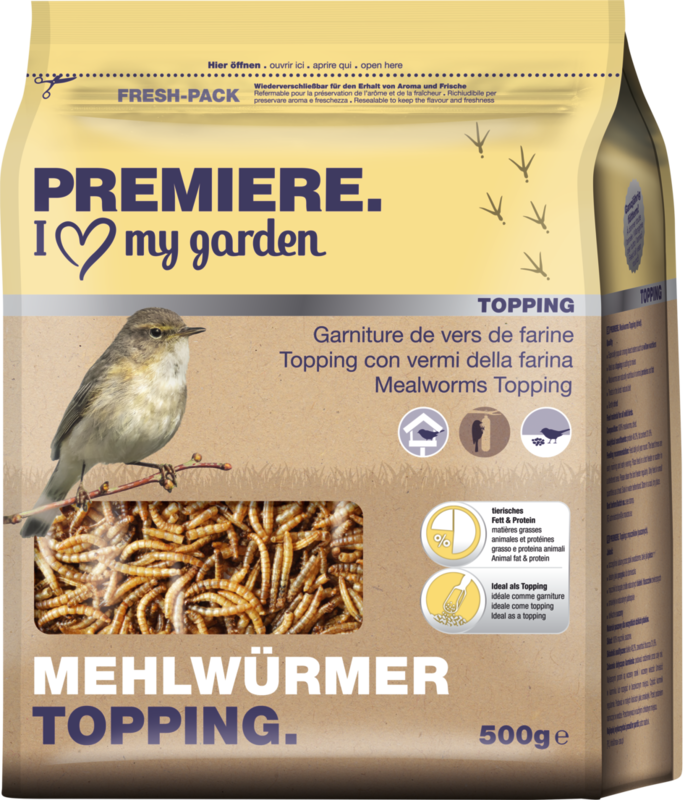 PREMIERE Wildvogelfutter PREMIERE Mehlwürmer Topping 500g