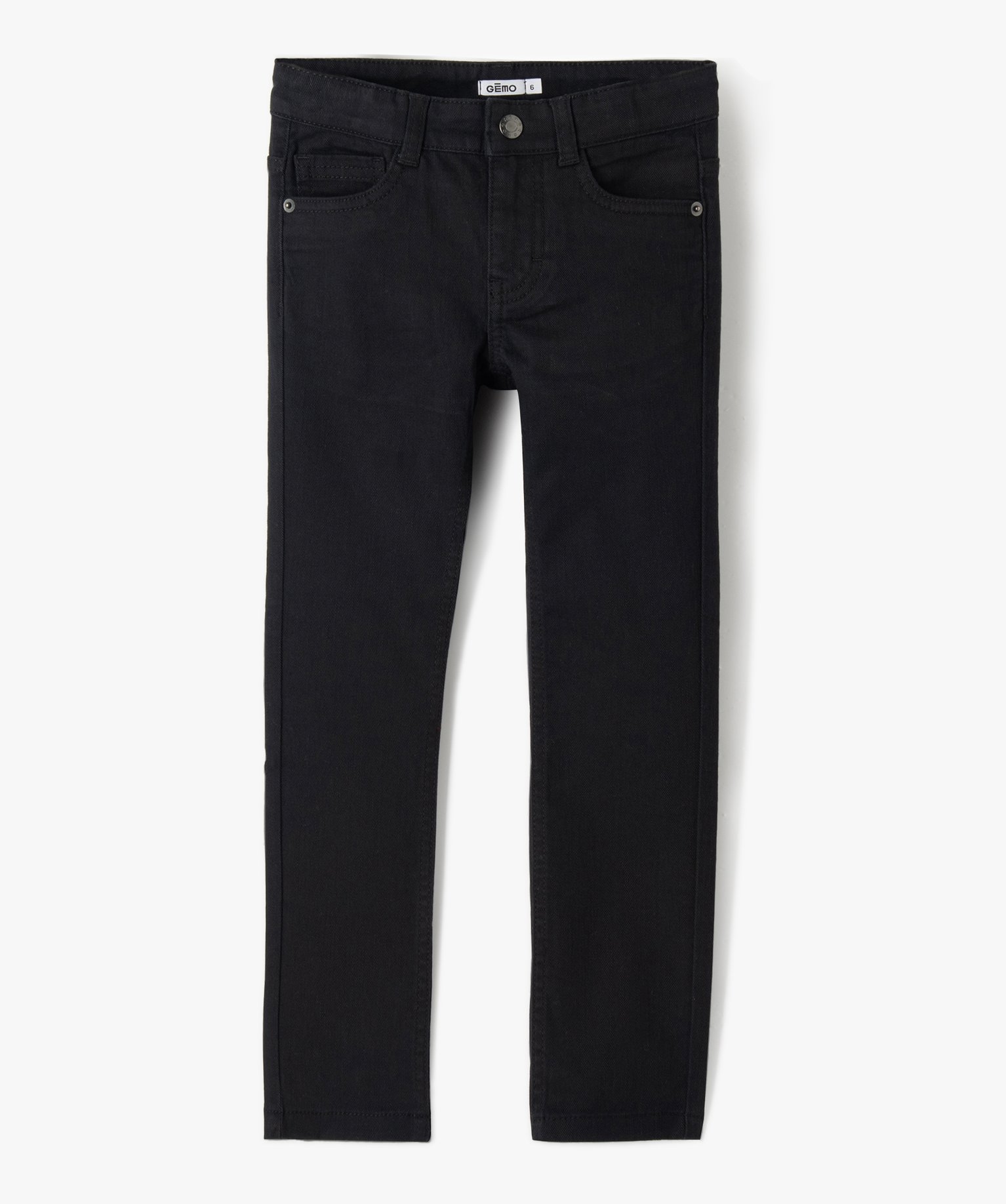 Pantalon Garçon uni coupe Slim extensible noir | GEMO