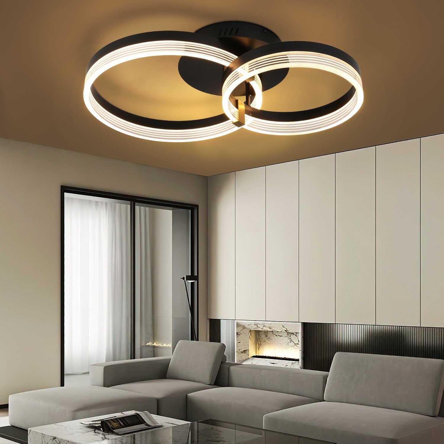 iscooter Deckenleuchte LED Deckenleuchte Dimmbar 3000K - 6500K, 42W Moderne LED Deckenleuchte, LED fest integriert, Warmweiß, Neutralweiß, Kaltweiß, für Schlafzimmer, Küchen, Flure, Haustüren, Kinderzimmer, φ30+40+50cm