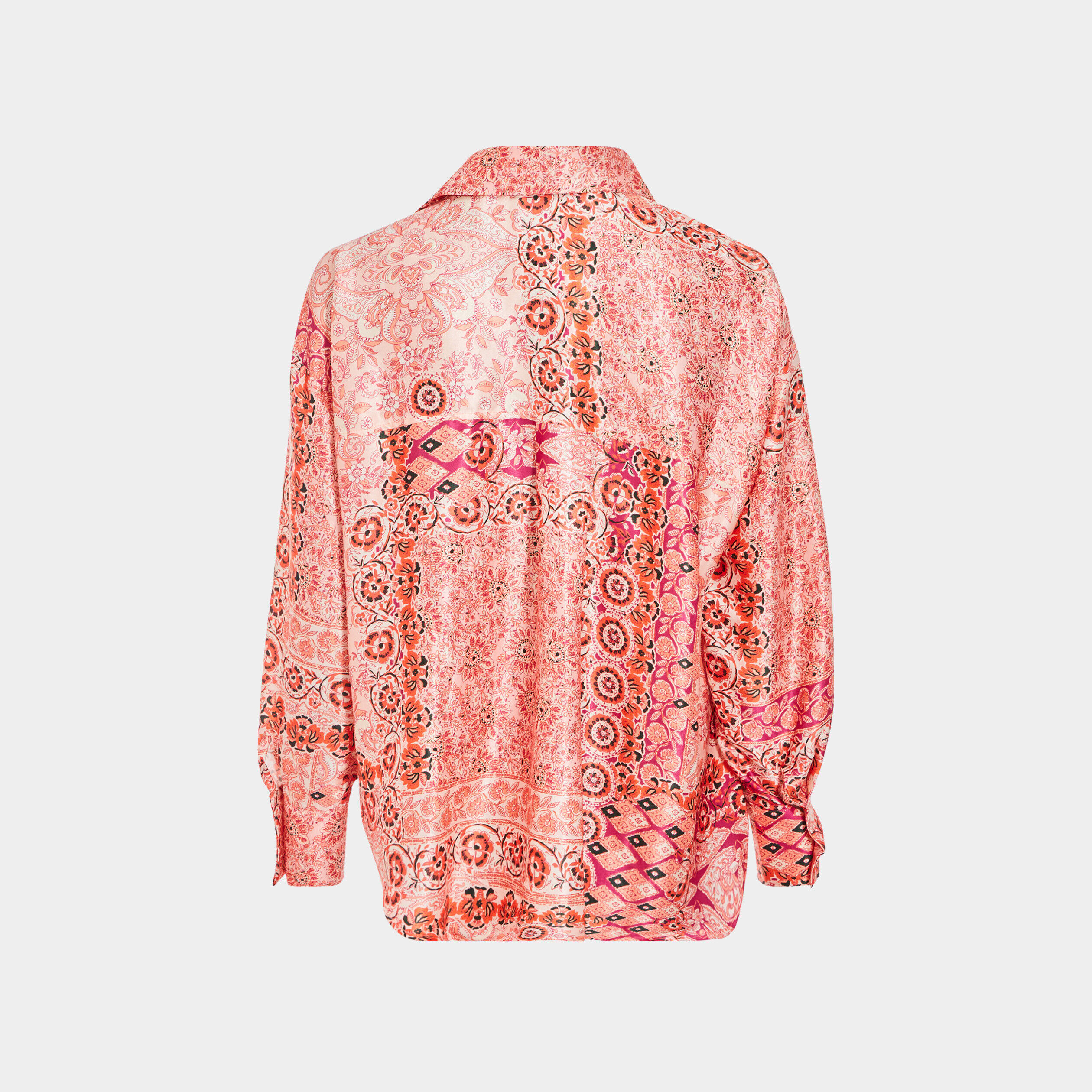 Chemise manches longues satin rose pastel femme | Cache Cache
