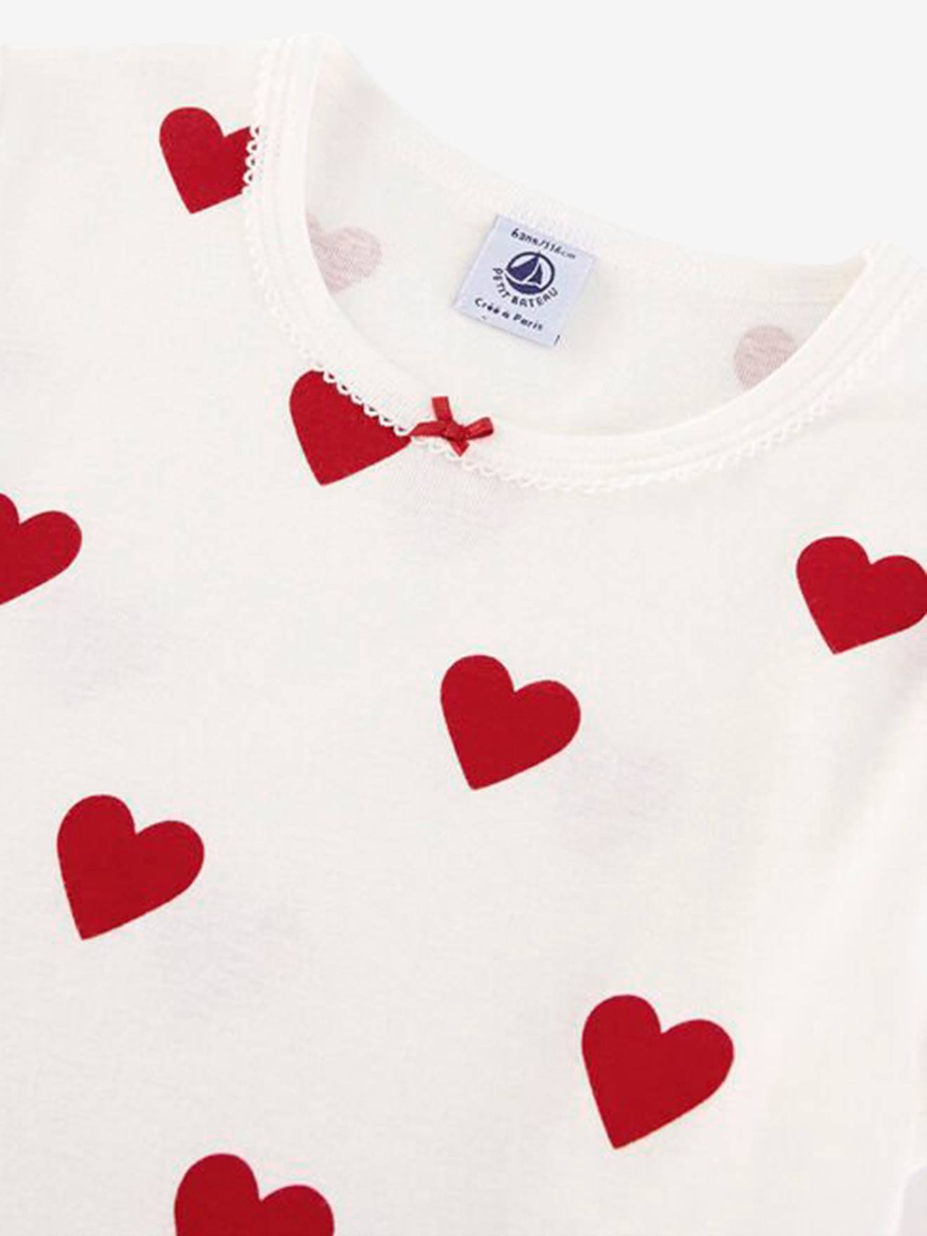 Petit Bateau Mädchen Nachthemd aus Bio-Baumwolle PETIT BATEAU, Herzen - weiß bedruckt herzen