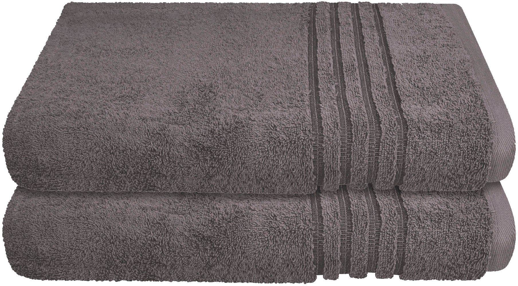 Schiesser Duschtücher Schiesser Frottier-Set Milano, 2-teilig, Frottier (2-St), mit Webbordüre, MADE IN GREEN by OEKO-TEX®-zertifiziert
