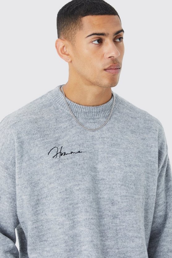 Kastiger gerippter Homme Pullover