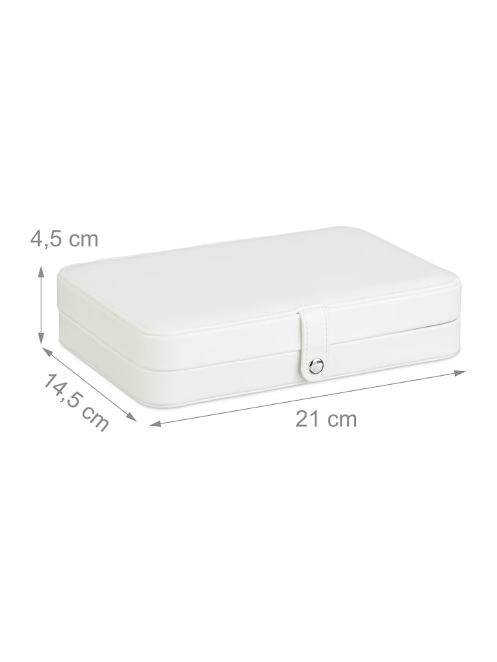 relaxdays Schmuckkästchen in Weiß - (B)21 x (H)4,5 x (T)14,5 cm günstig kaufen onesize