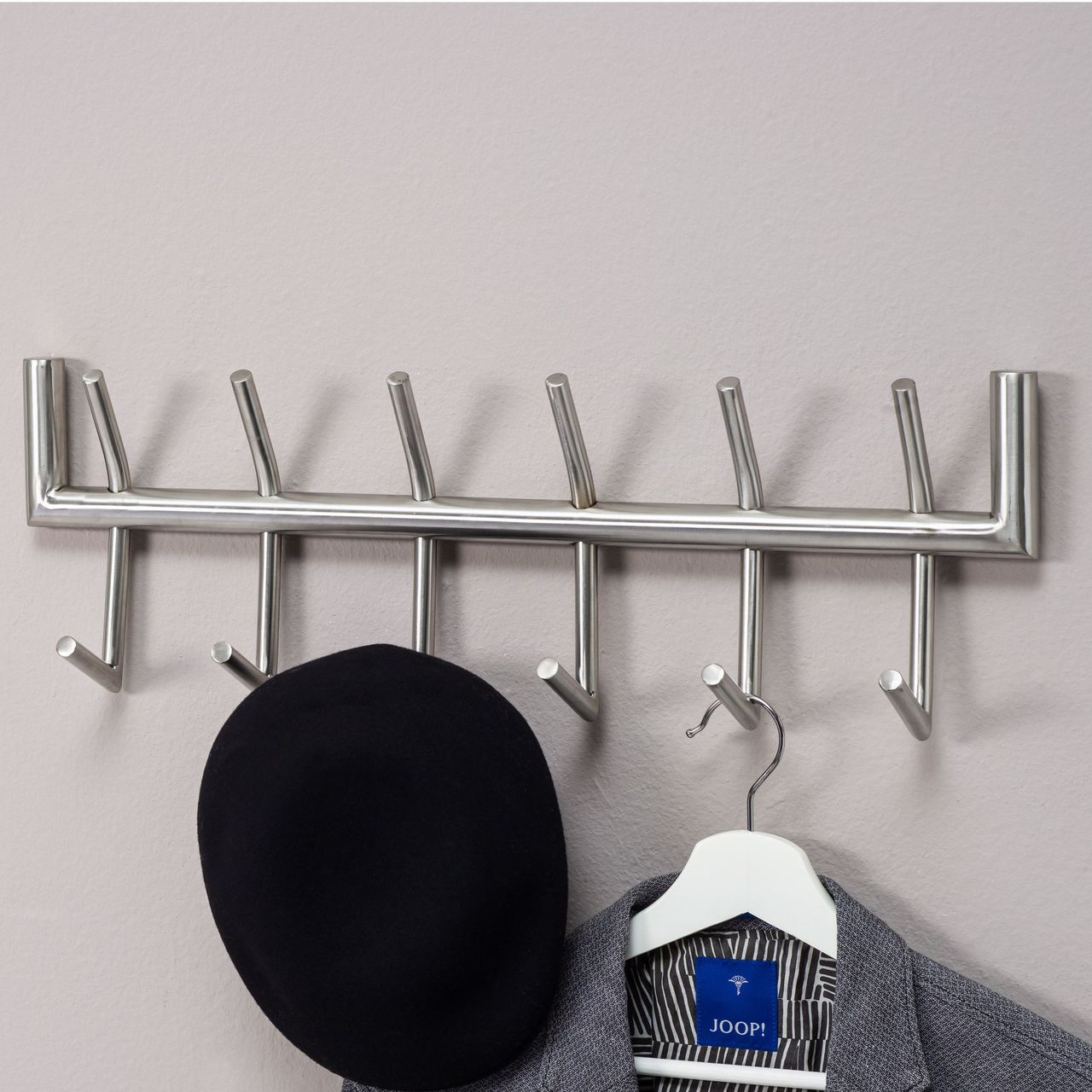 Wohnling Wandgarderobe Metall Silber 60x19x10 cm