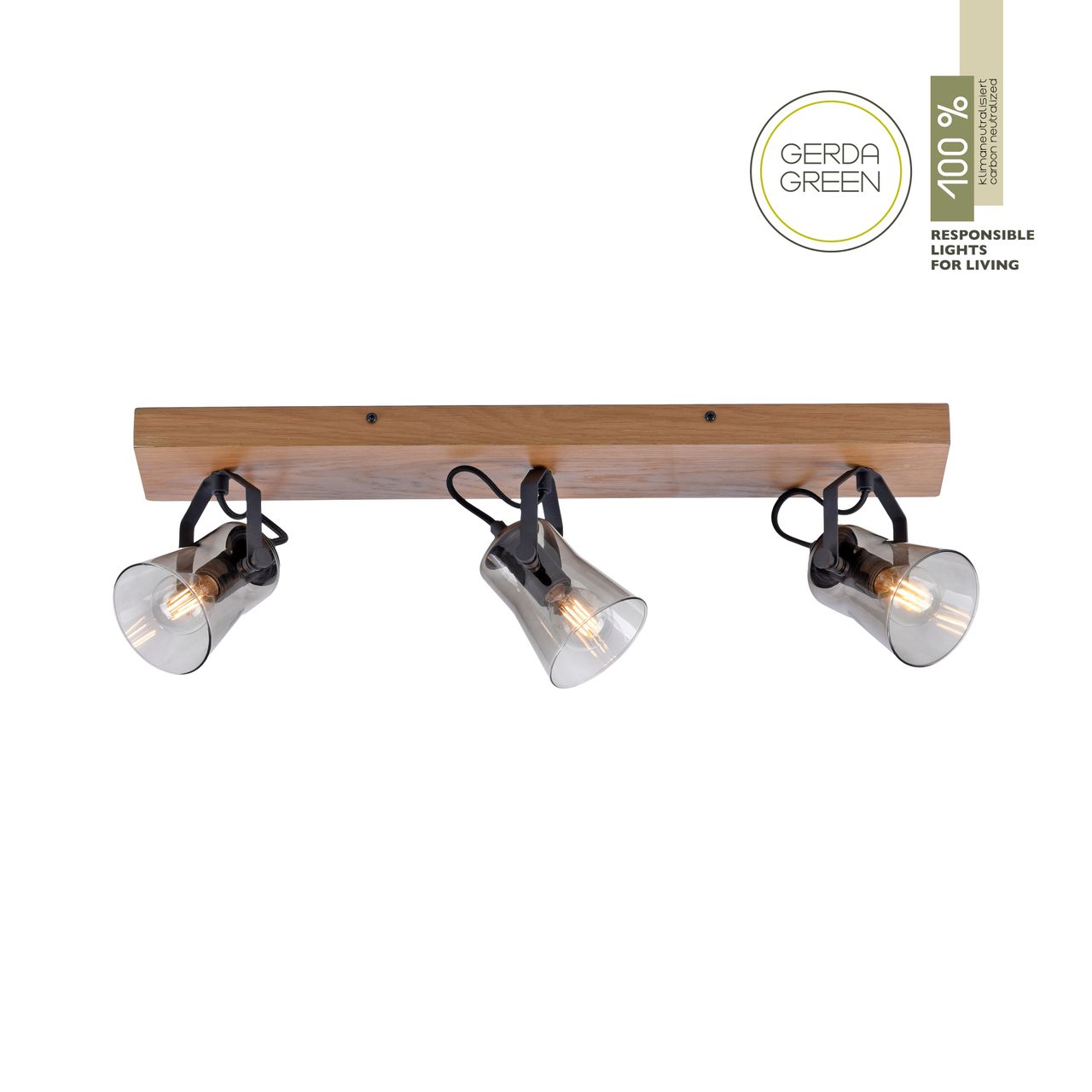 JUST LIGHT JUST LIGHT.  Deckenleuchte GREEN LANGSTRÖM, 3x E14/10Watt max., Holz-natur