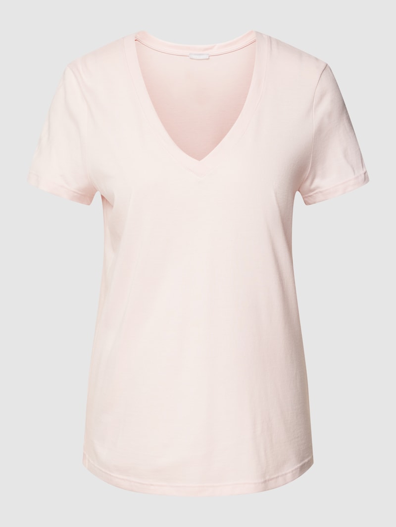 T-Shirt mit abgerundetem V-Ausschnitt Modell 'Sleep&Lounge' in hellrosa