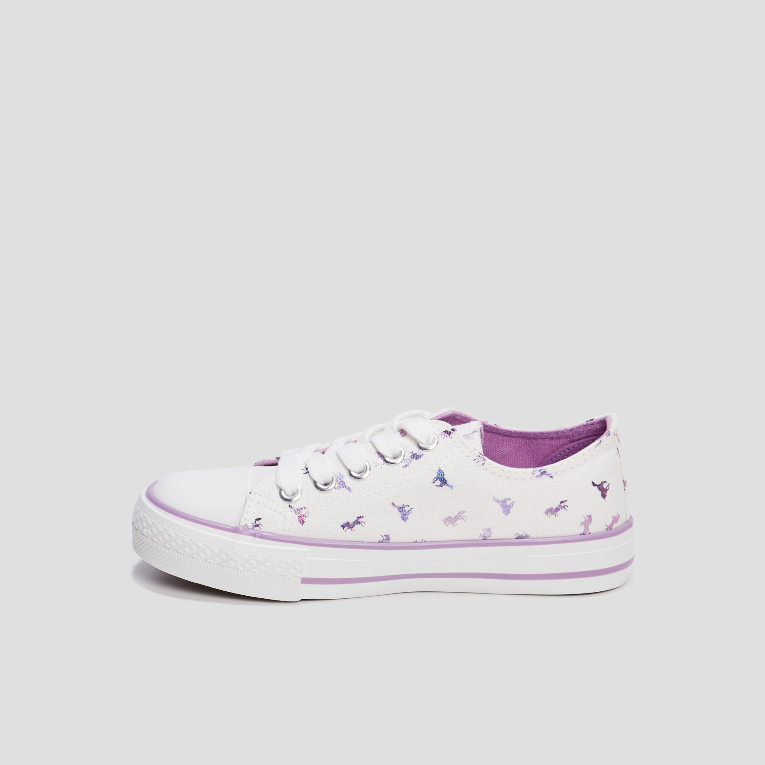 Tennis en toile à lacets Creeks blanc fille | La Halle