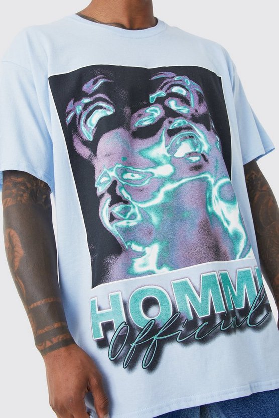 Oversize T-Shirt mit Homme Print