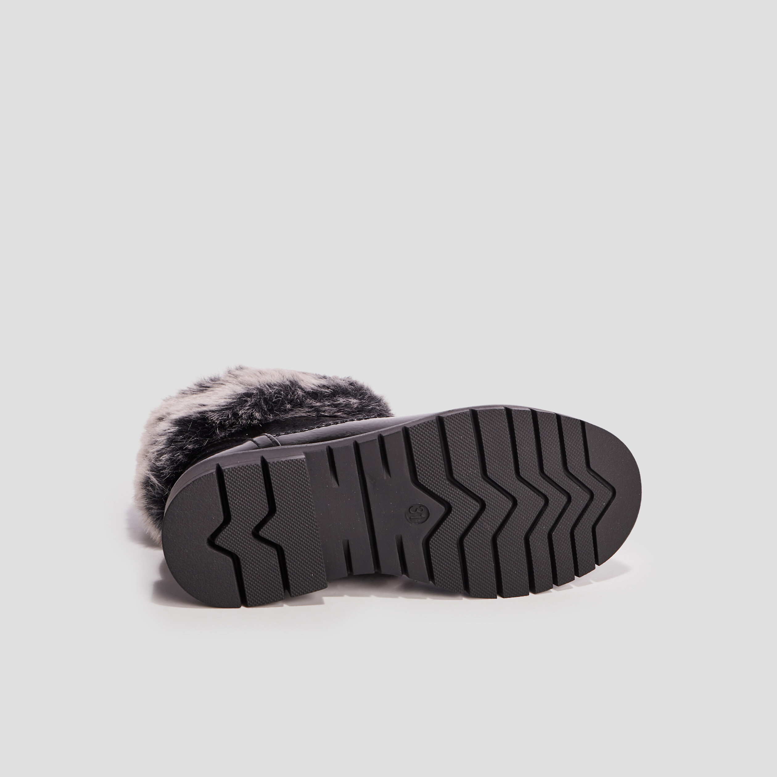 Bottines zippées vernies crantées noir fille | La Halle