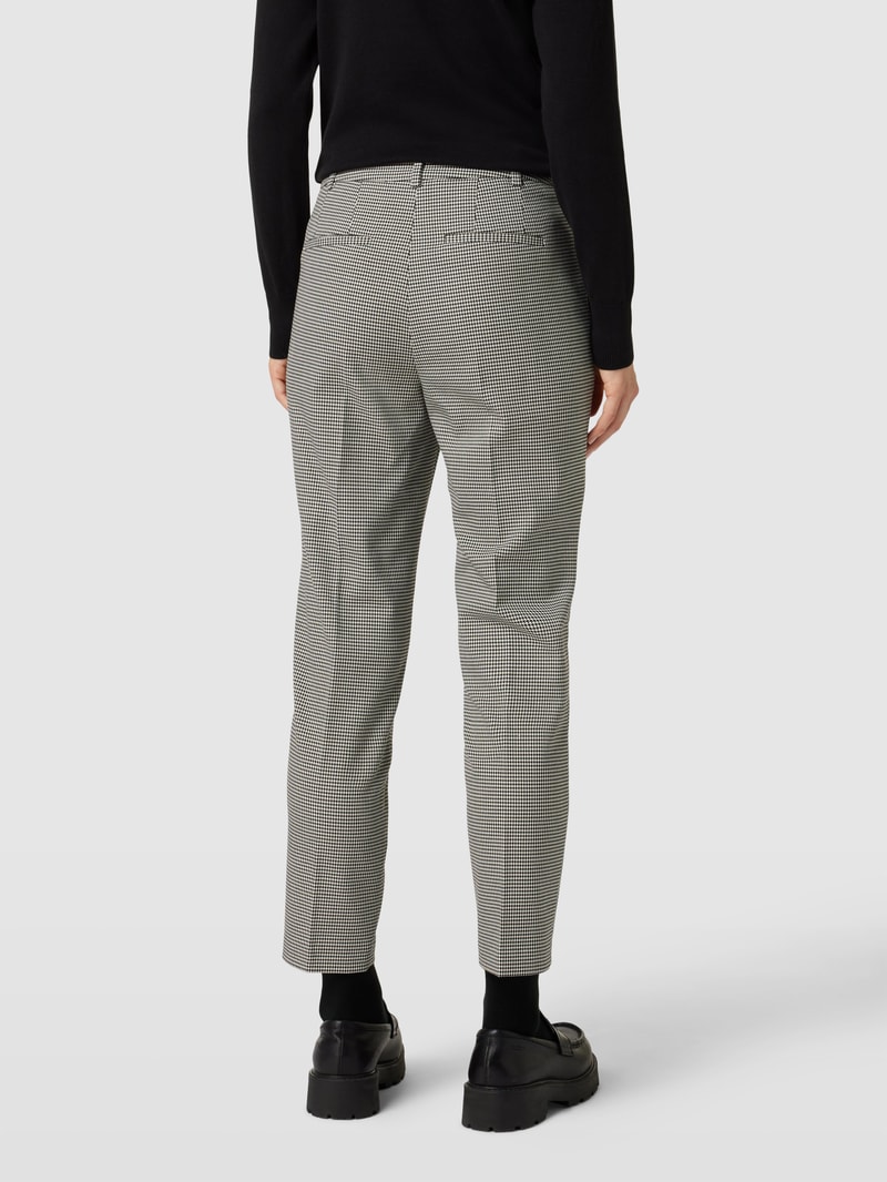 Stoffhose mit Hahnentrittmuster in schwarz