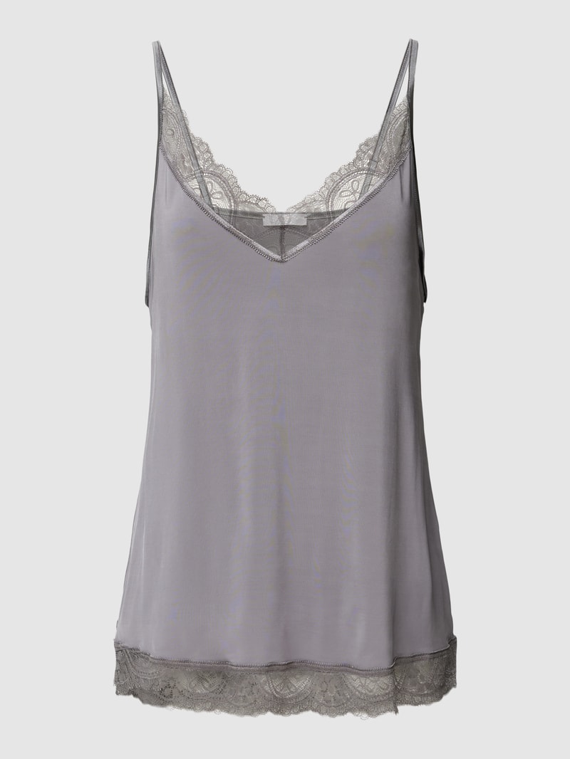 Unterhemd mit Spitzenbesatz Modell 'Camisole Poetry Fame' in hellgrau