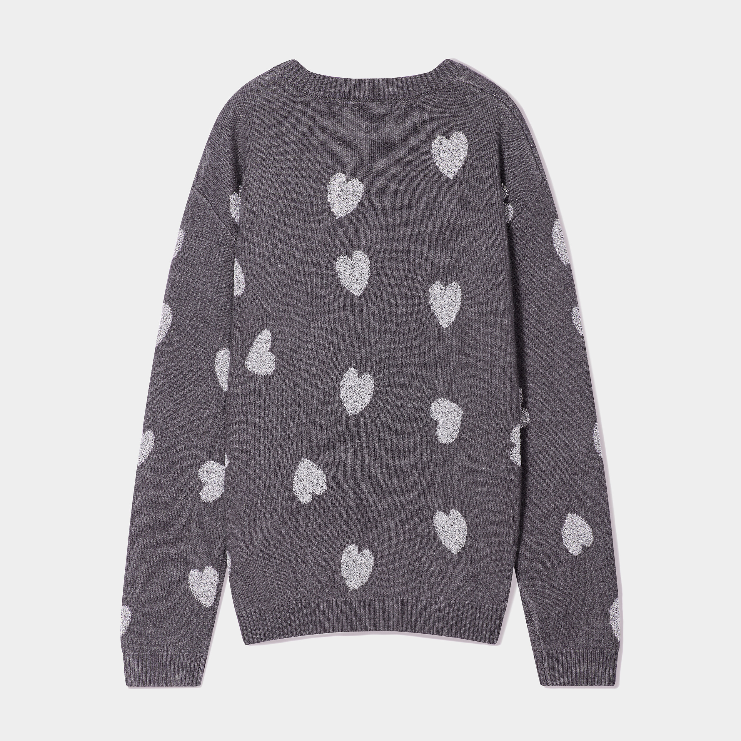 Pull tricot col rond manches longues gris foncé fille | La Halle