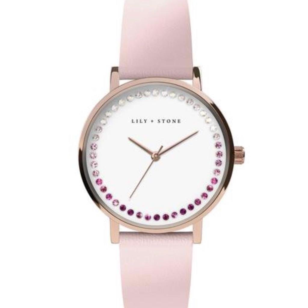 Lily + Stone Quarzuhr Damen Armbanduhr Analog mit eleganten Kristallen in Rose Gold, (1-tlg)