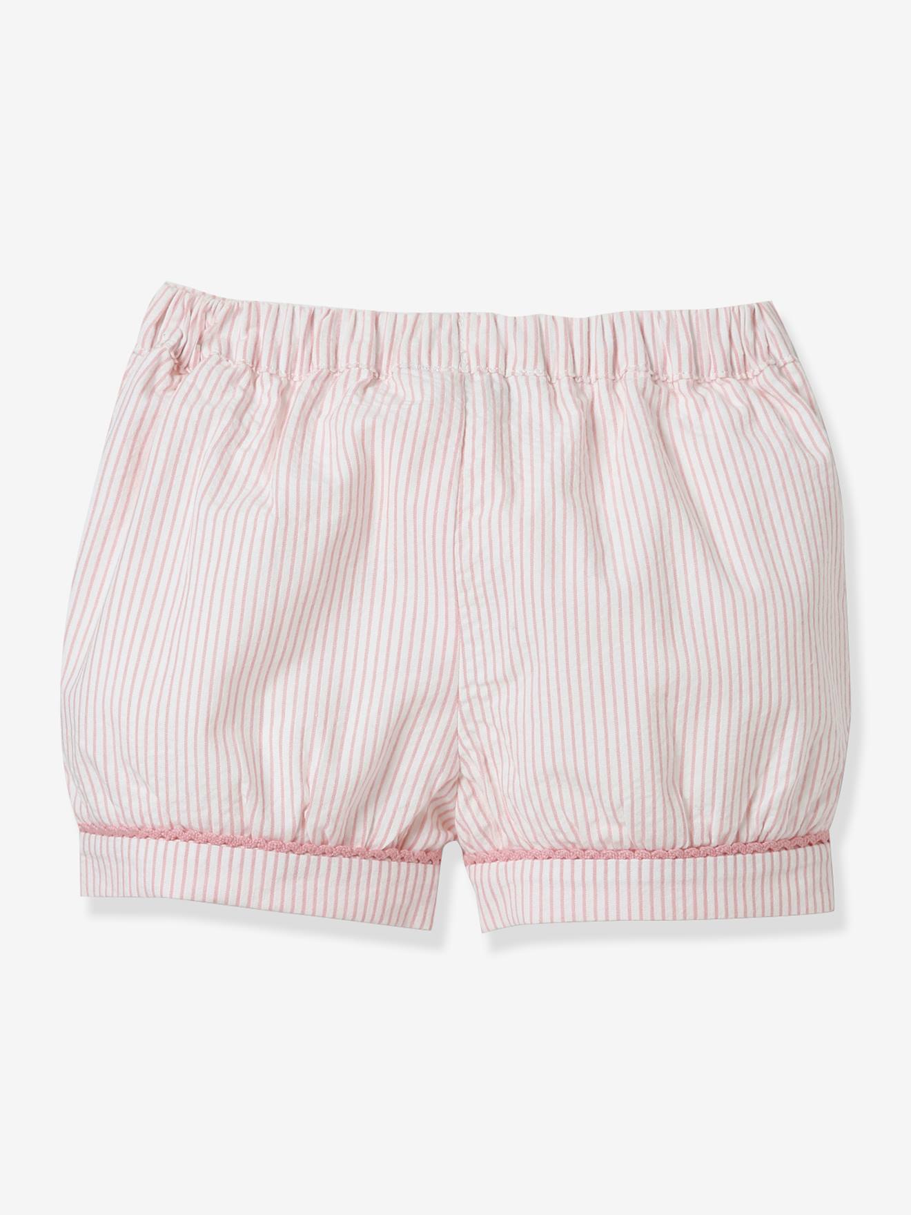 Short boule Bébé CYRILLUS seersucker rose