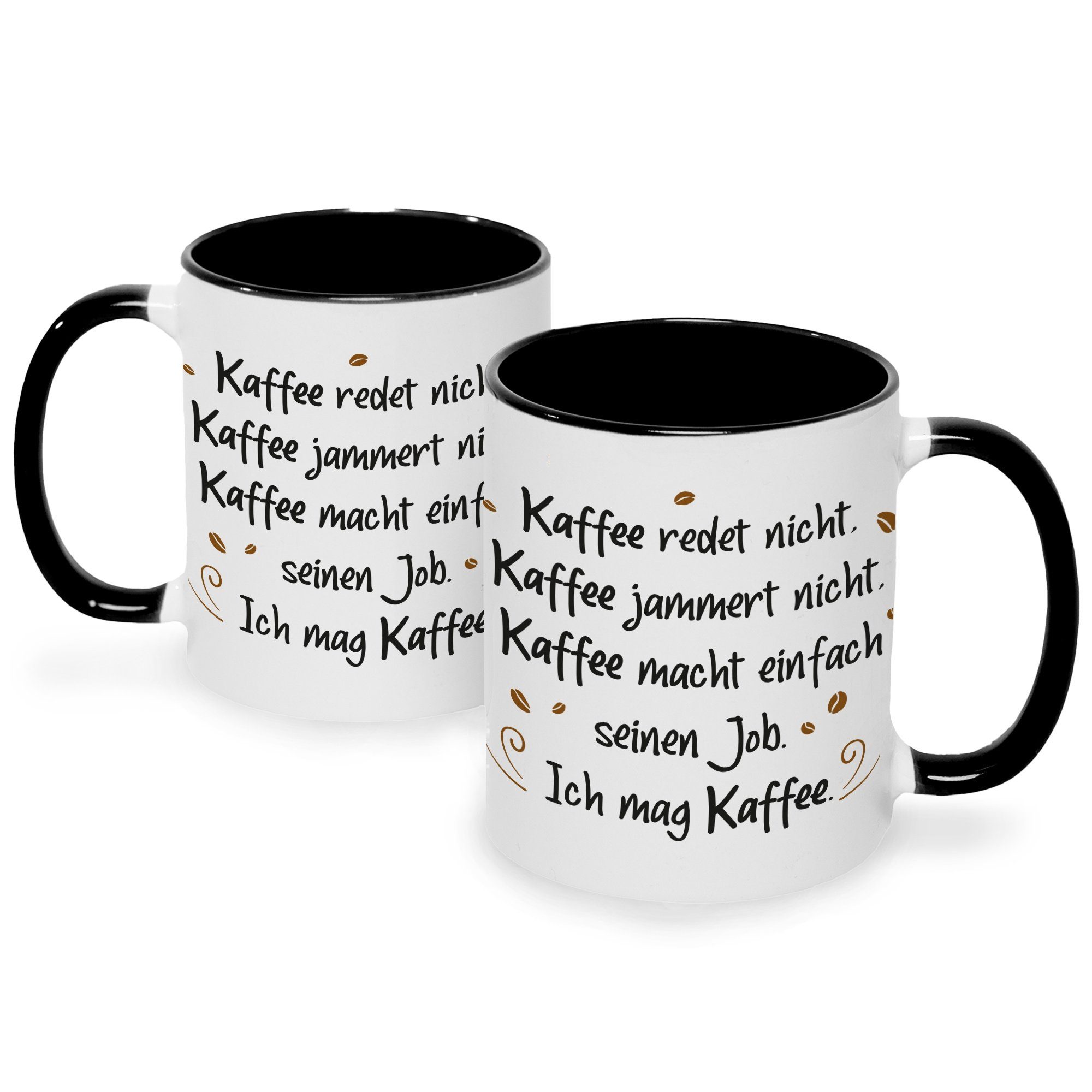 GRAVURZEILE Tasse Bedruckte Tasse mit Spruch - Kaffee redet nicht - Lustige Geschenke - Geschenk für Mama Papa Freunde Geburtstag Muttertag Vatertag Valentinstag Weihnachten - Männer & Frauen