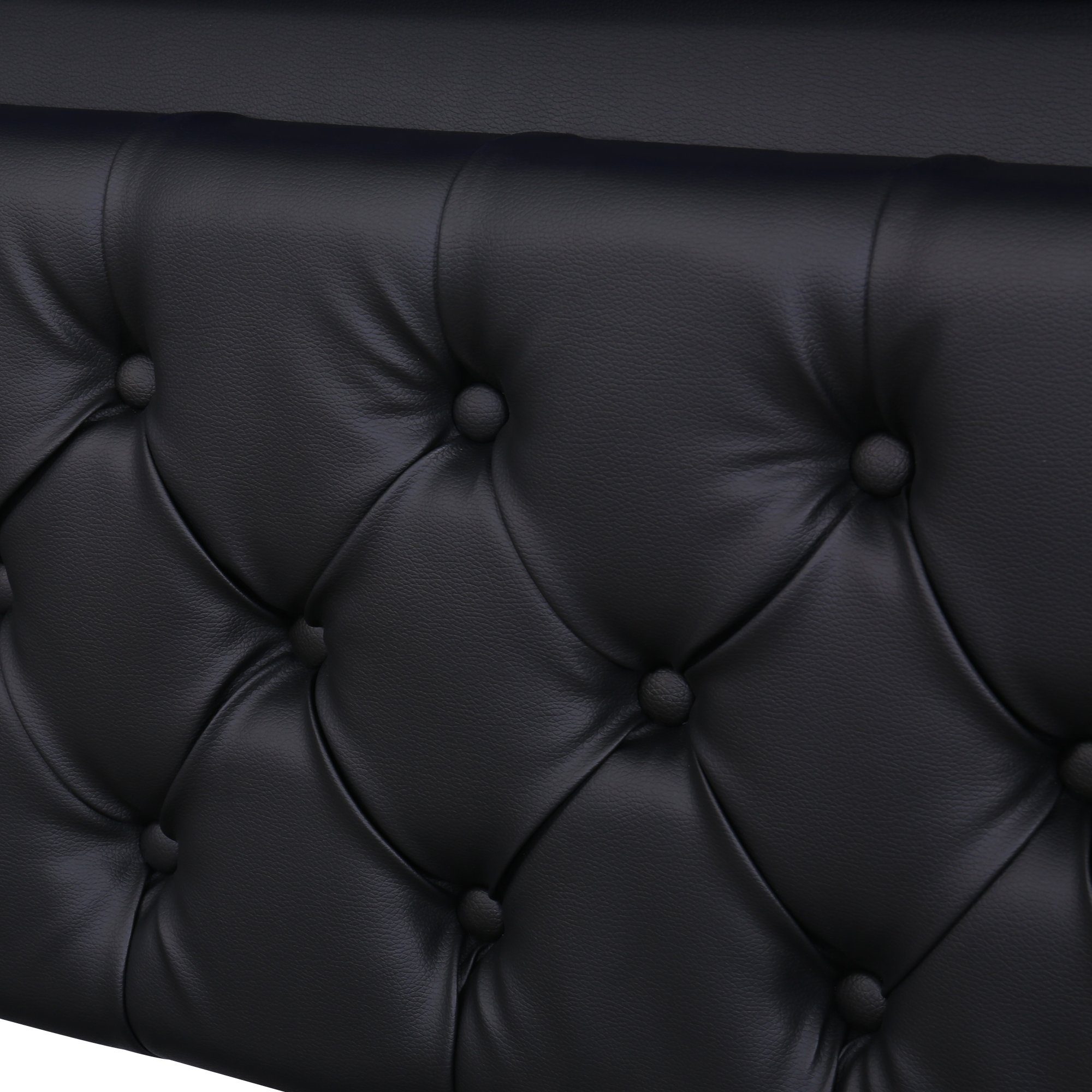 Flieks Polsterbett, LED-Beleuchtung Kunstleder Doppelbett Stauraum 180x200cm