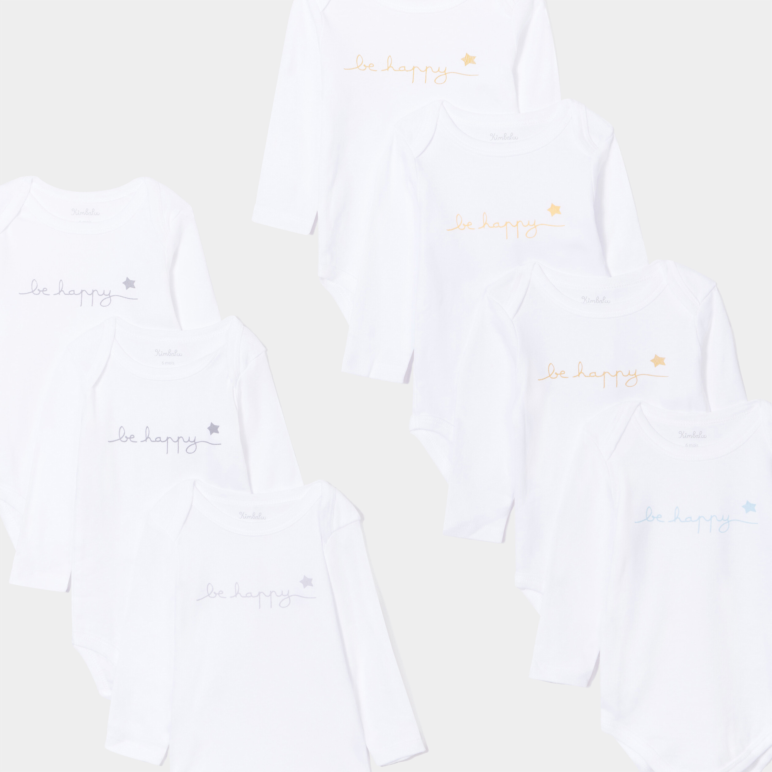 Lot 7 bodies manches longues en coton blanc mixte | La Halle