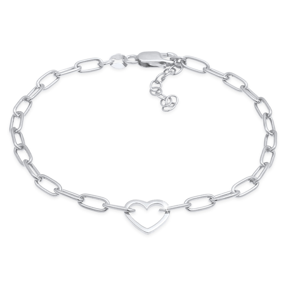 Elli Elli Bracelet Chaîne maille coeur pour femme tendance ovale en argent sterling 92 Bracelet
