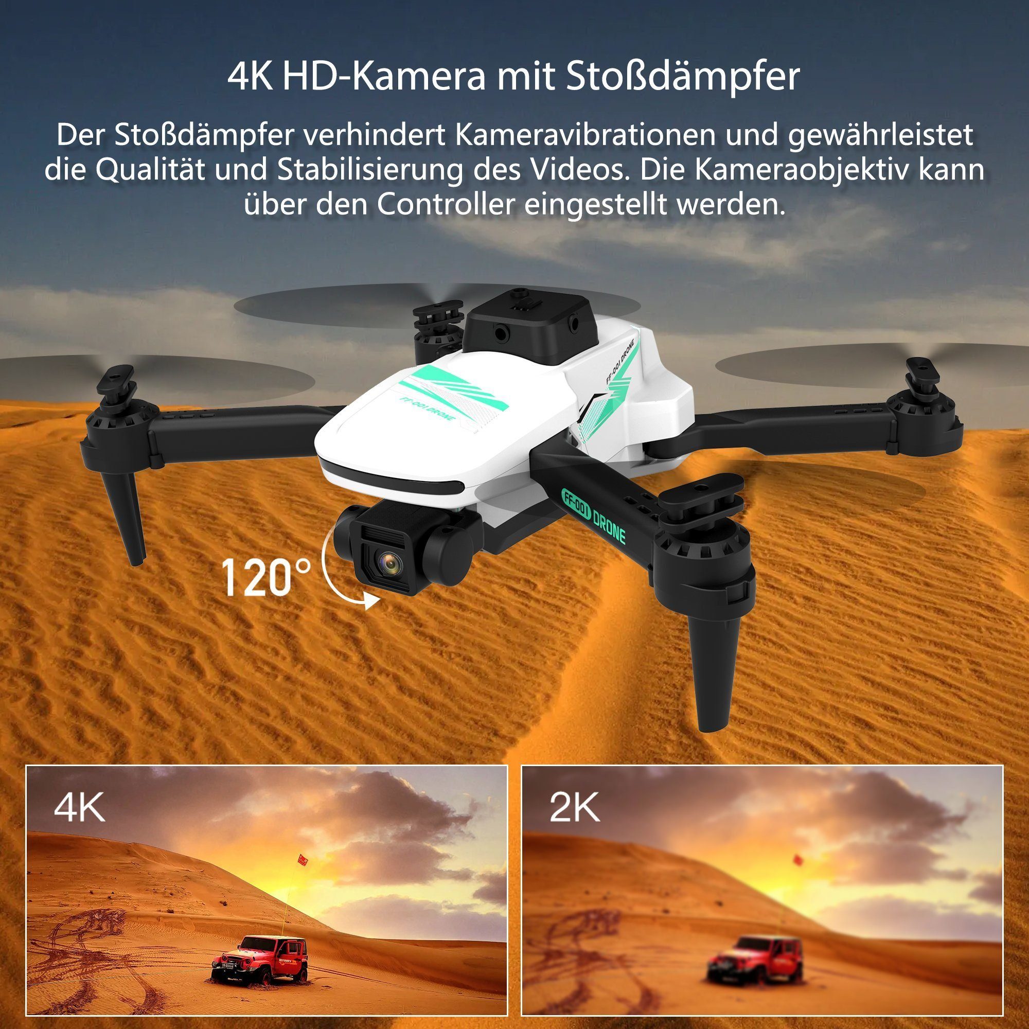 TizzyToy Drohne, Spielzeug, App-Steuerung, 360-Grad-Hindernisvermeidung Spielzeug-Drohne (4K-Kamera, Three speed modes: low, medium and high (indoor, outdoor, play),Air pressure height setting, optical flow positioning, Gestensteuerung, 3D FlipFoldab