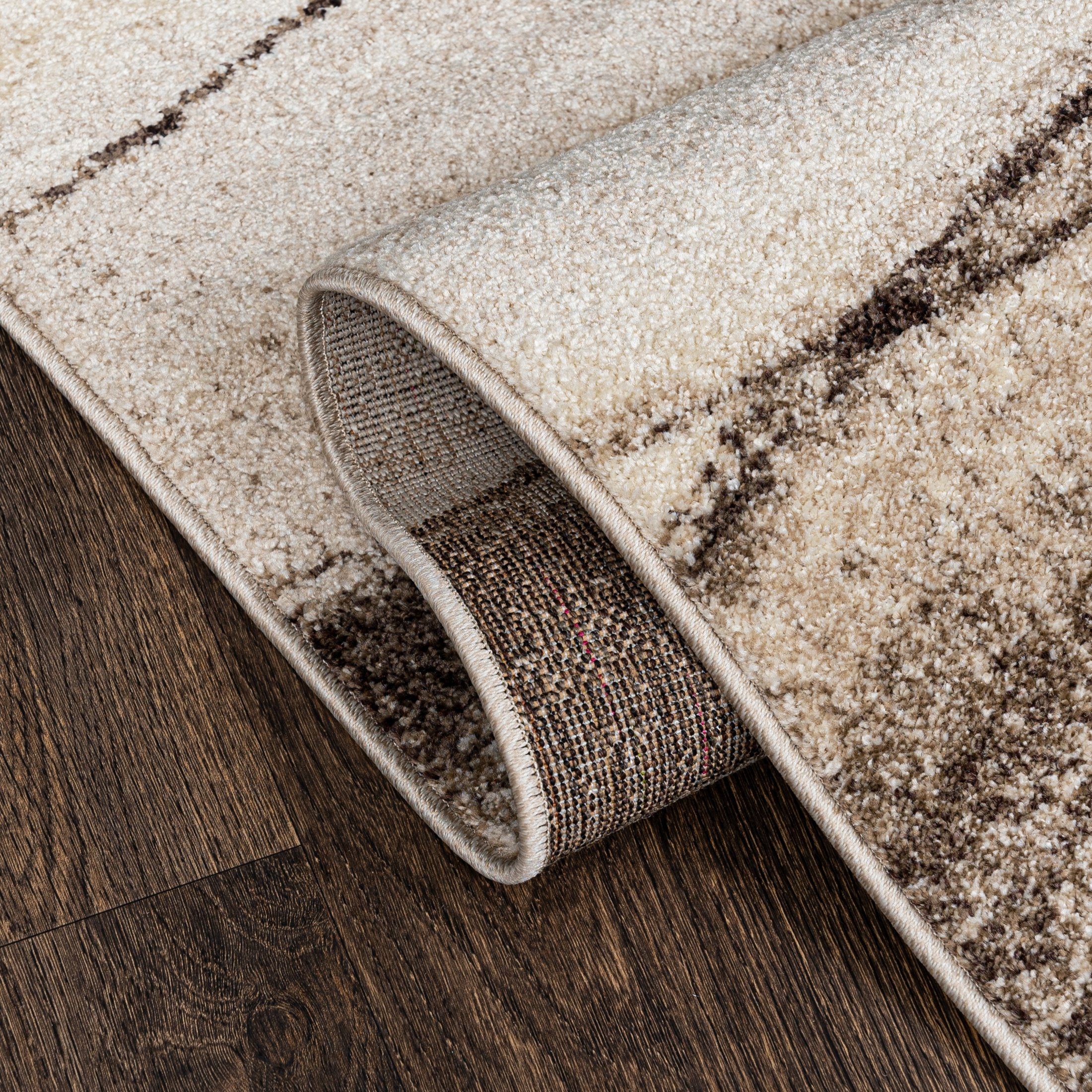 Läufer Läufer Flurläufer Modern für Vorzimmer, Küche - Beige, Mazovia, 70 x 125 cm, Kurzflor, Meterware, Höhe 10 mm, Kurzflor - niedrige Florhöhe