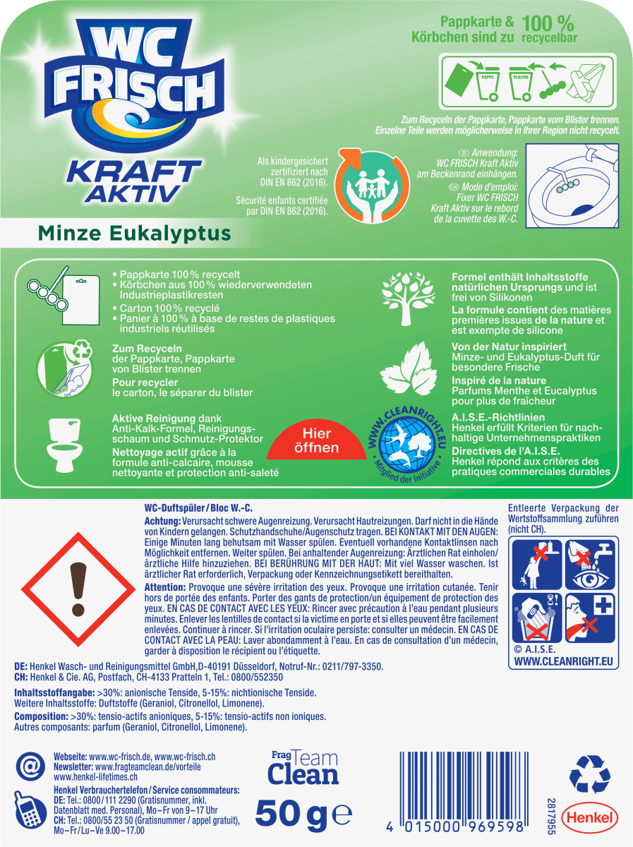 WC-Stein Kraft Aktiv Pro Nature Minze & Eukalyptus, 1 St