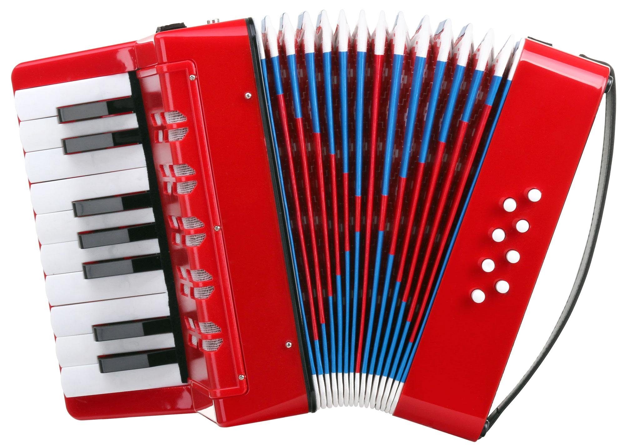 Classic Cantabile Kinder-Akkordeon Bambino Rosso Akkordeon - 17 Noten Tasten - 8 Bässe, einstellbare Schulter-Trageriemen