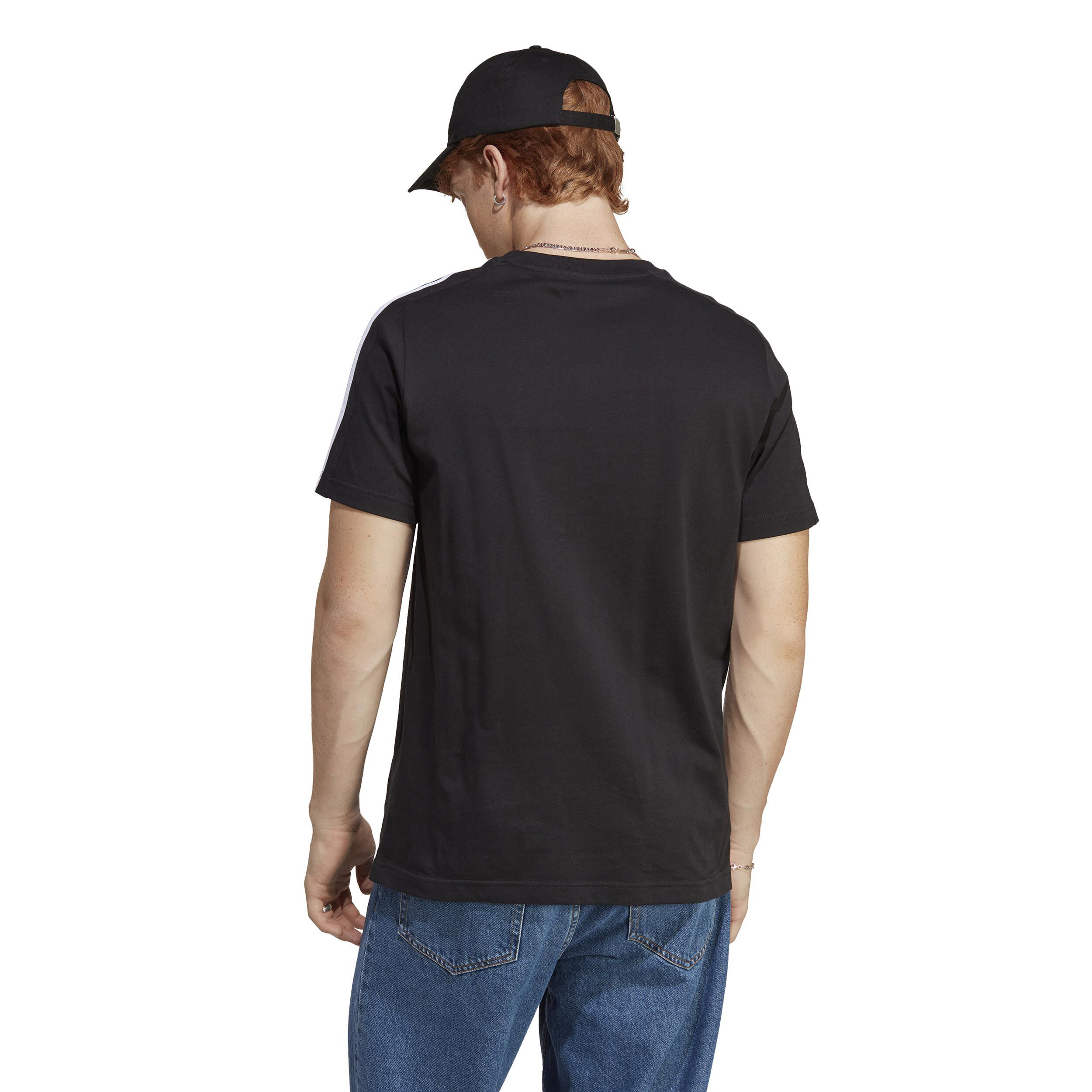 3 Stripes Single Jersey T-Shirt Herren - Schwarz, Weiß