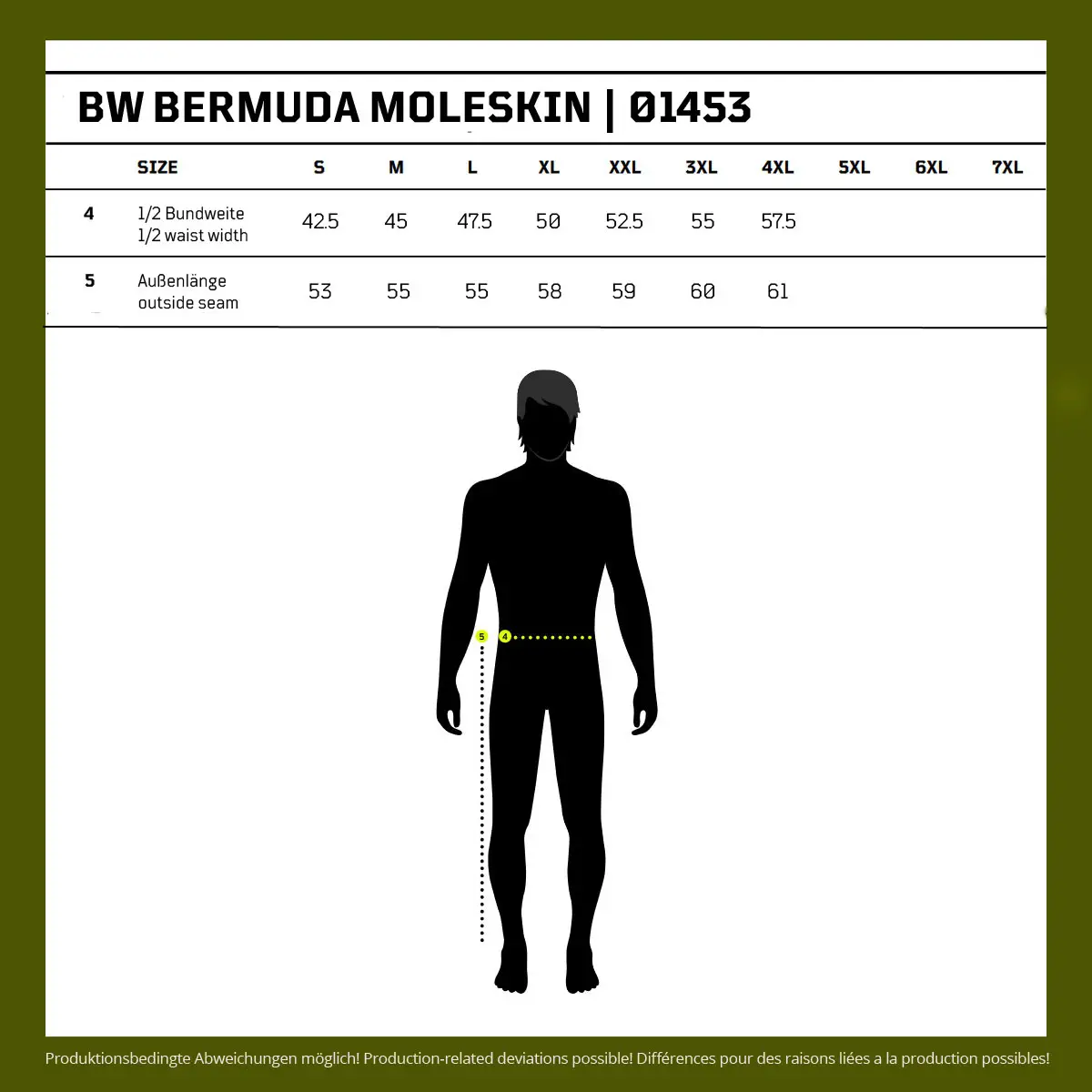 BW Bermuda Moleskin washed oliv