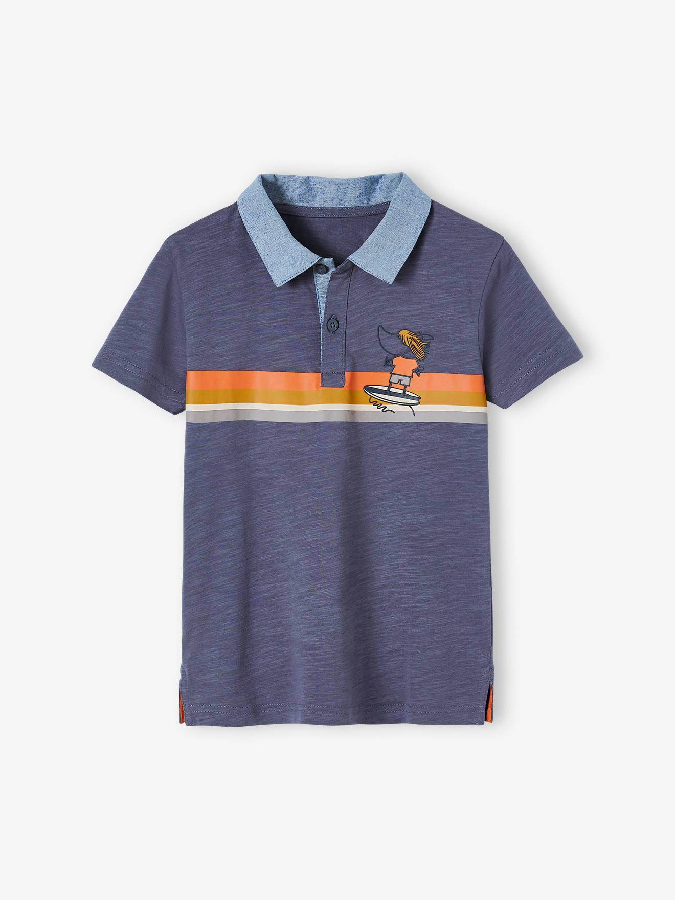Vertbaudet Jungen Poloshirt, Materialmix - dunkelblau