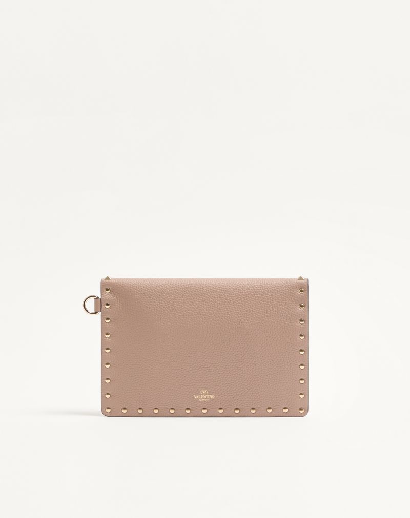 Bolsa Rockstud em couro de bezerro granada