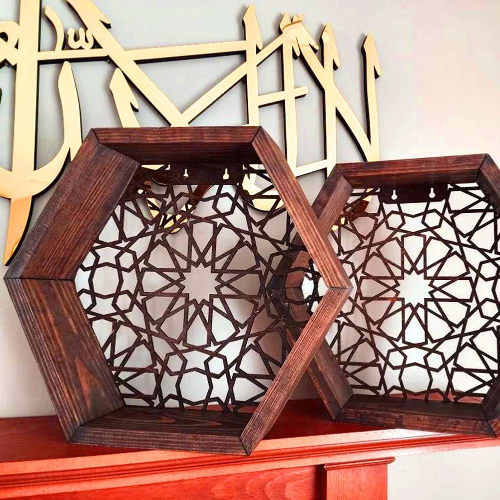 Blusmart Wandhaken Sechseckiger Blumentopfständer Aus Holz, Personalisierter, Hohler