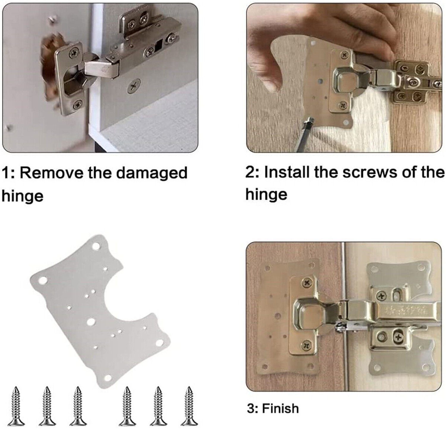 Olotos Möbelbeschlag Scharniere Scharnier Schrankscharniere Küchenschrank Türscharniere, reparaturset Reparaturplatten mit Schrauben für Schrank Möbel Fenster