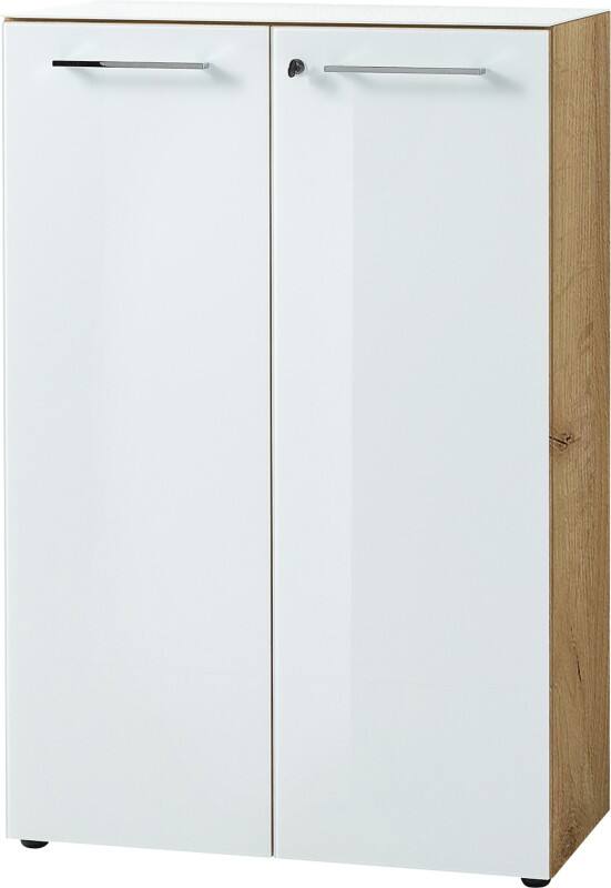 GERMANIA Aktenschrank Monteria Eiche Navarra, Weiß 800 x 370 x 1.200 mm