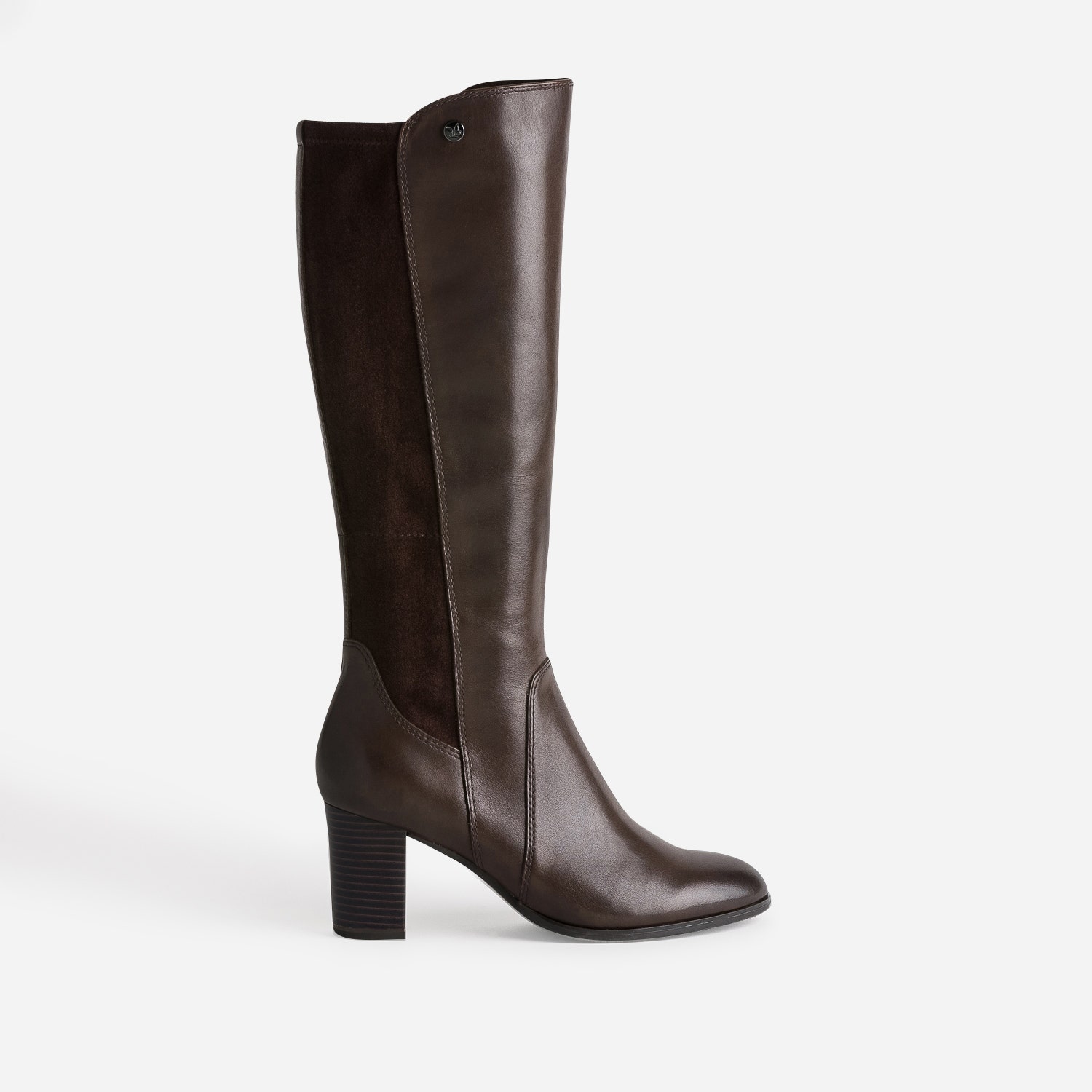 Botte CAPRICE marron en cuir bi matière
