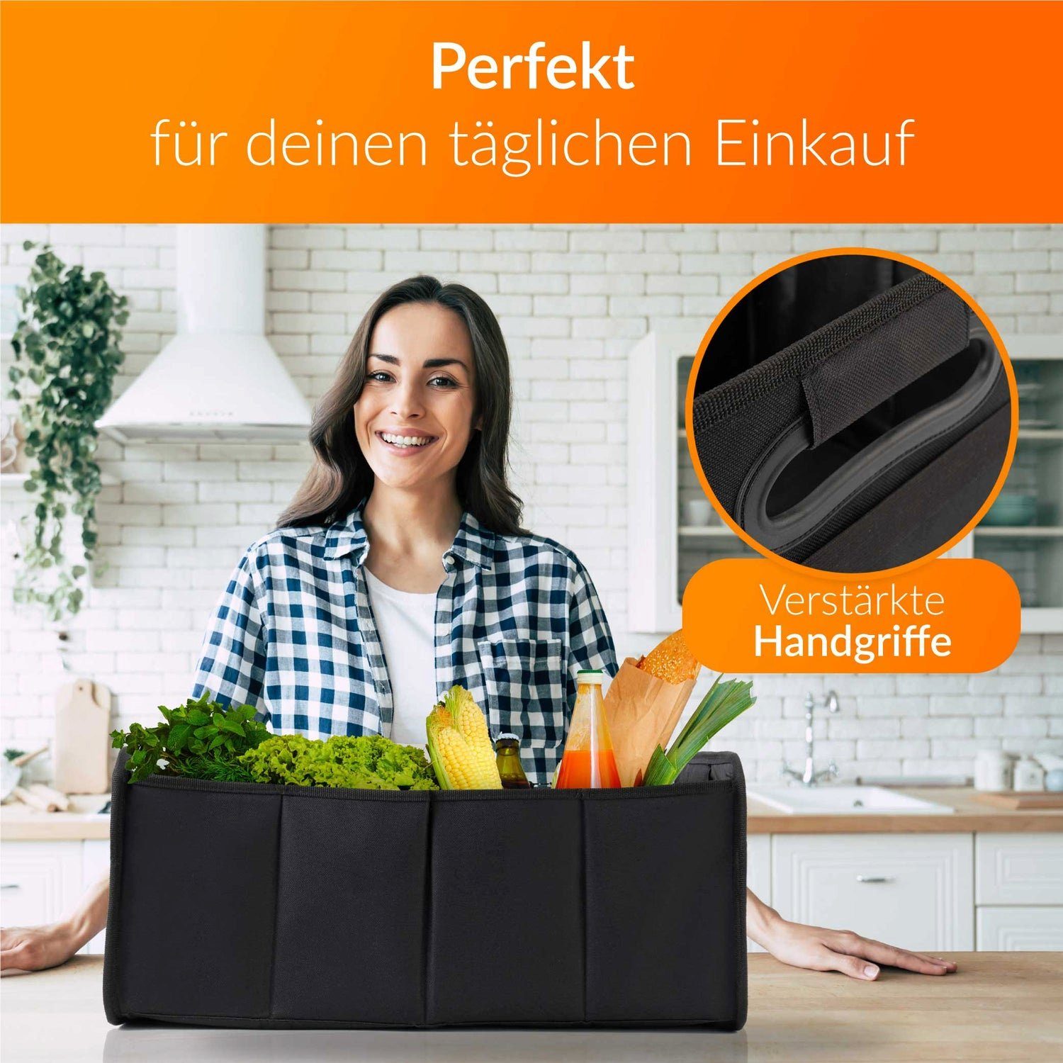 Upgrade4cars Rücksitzorganizer Kofferraum Organizer mit Klett Kofferraumtasche für Einkauf, Aufbewahrung Universal Falt-Box Klein & Stabil Auto-Zubehör Gadget